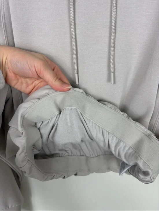 Athleta Seasoft Bubble Hem Hoodie Sweatshirt Abalone Cream Women’s Size XXS - Picture 7 of 9